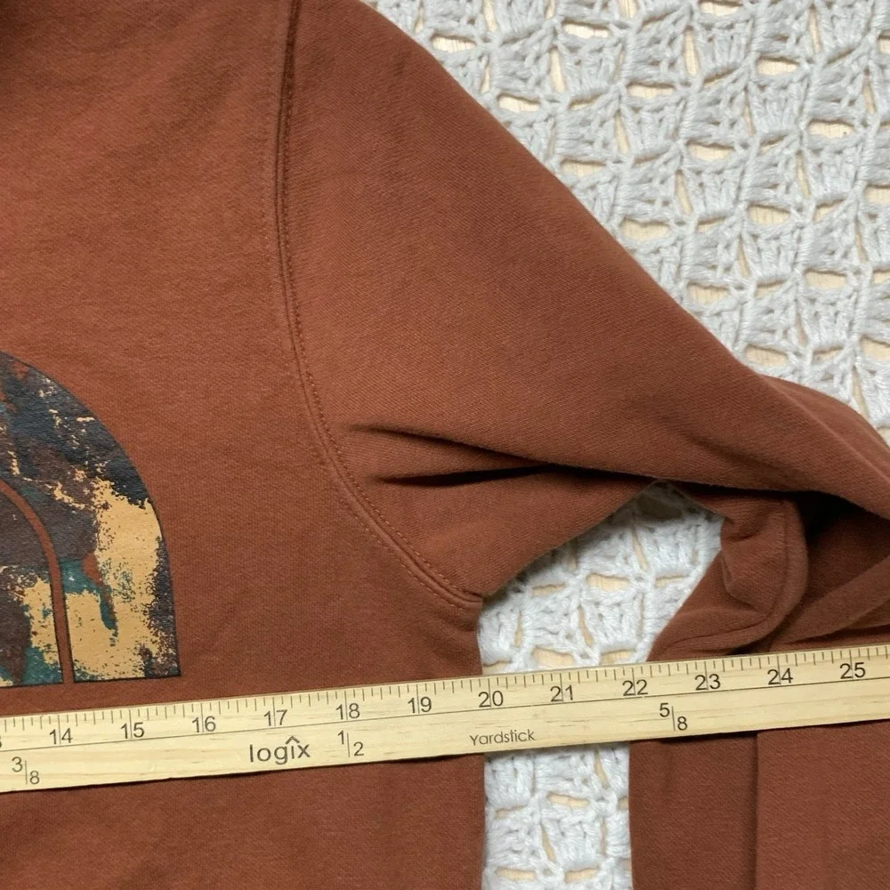 The North‎ Face Hoodie Sweater Mens S Brown  Graphic Fleece Pullover Hiking